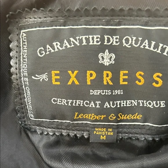 Express Black Leather Double-Breasted Jacket - Picture 13 of 16